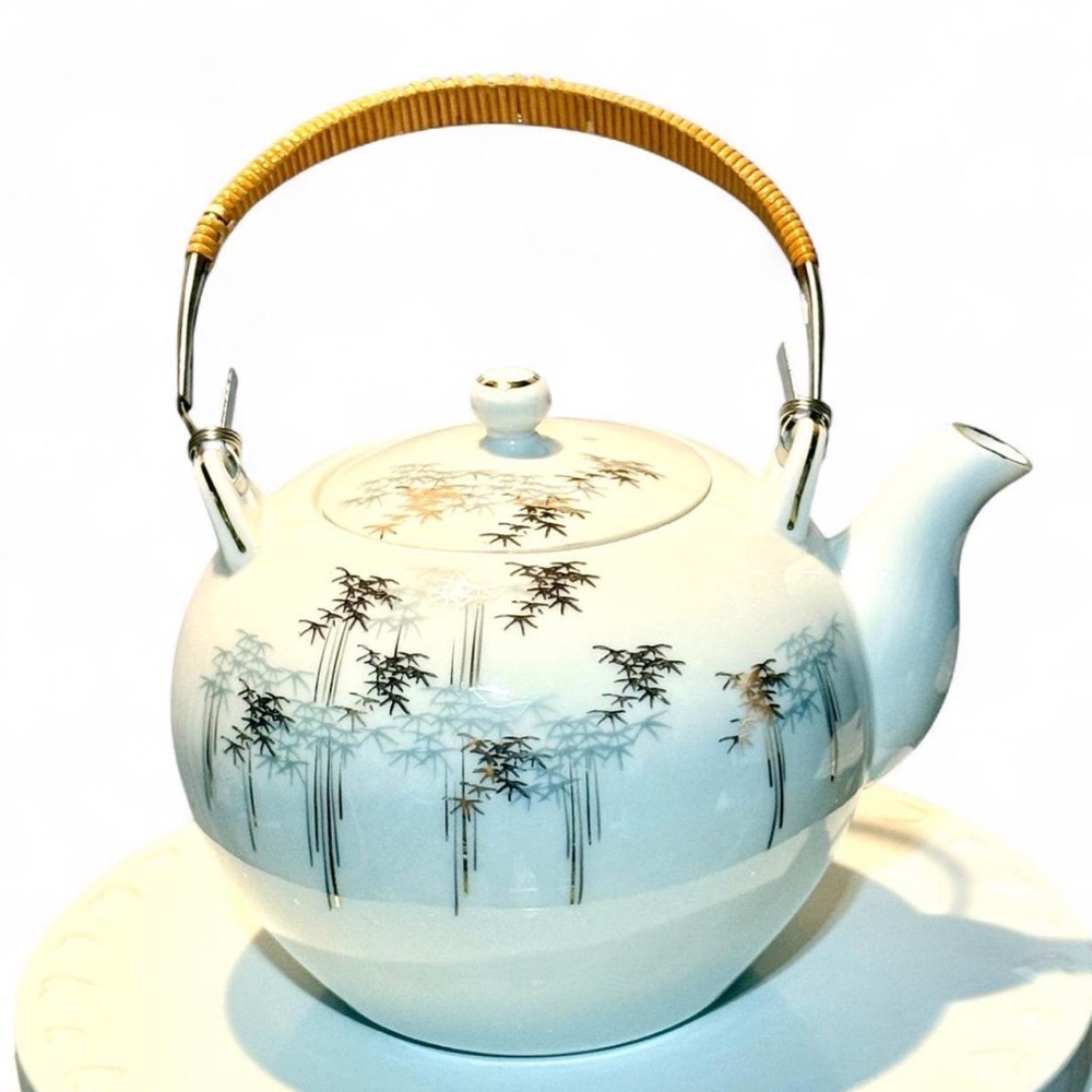VINTAGE Japanese Porcelain Tea Set - Abstract Bamboo (7pc)